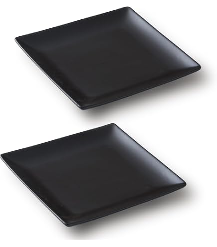 Amazon | 【2枚セット】パスタ皿 スクエアー プレート22cm/ブラック
